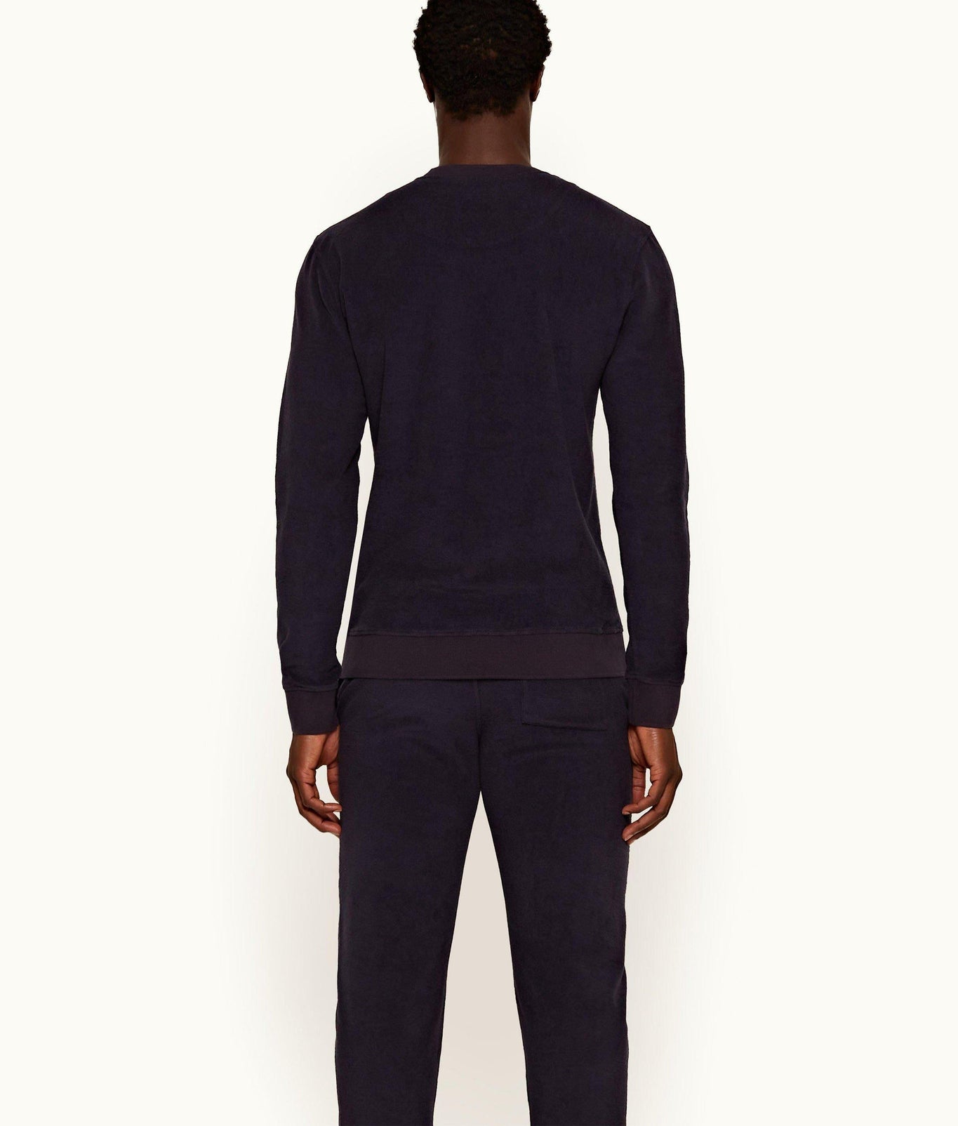 Pierce Towelling Classic Fit Brushed Towelling Sweatshirt | Navy