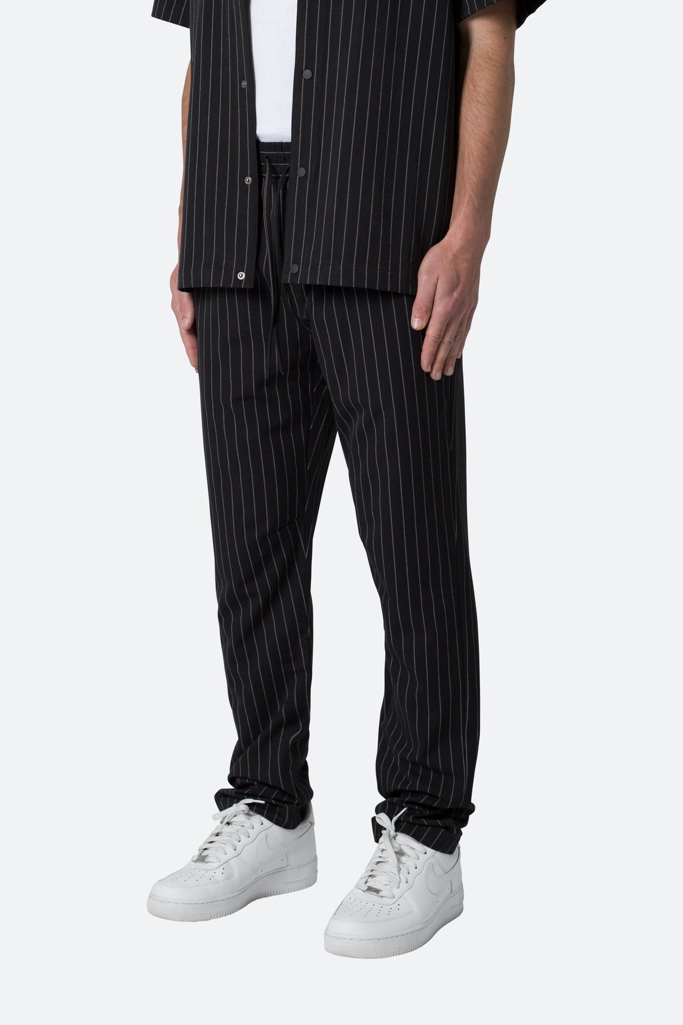 Pinstripe Drawcord Pants | Black