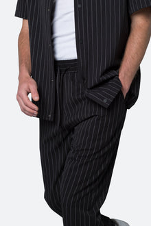 Pinstripe Drawcord Pants | Black