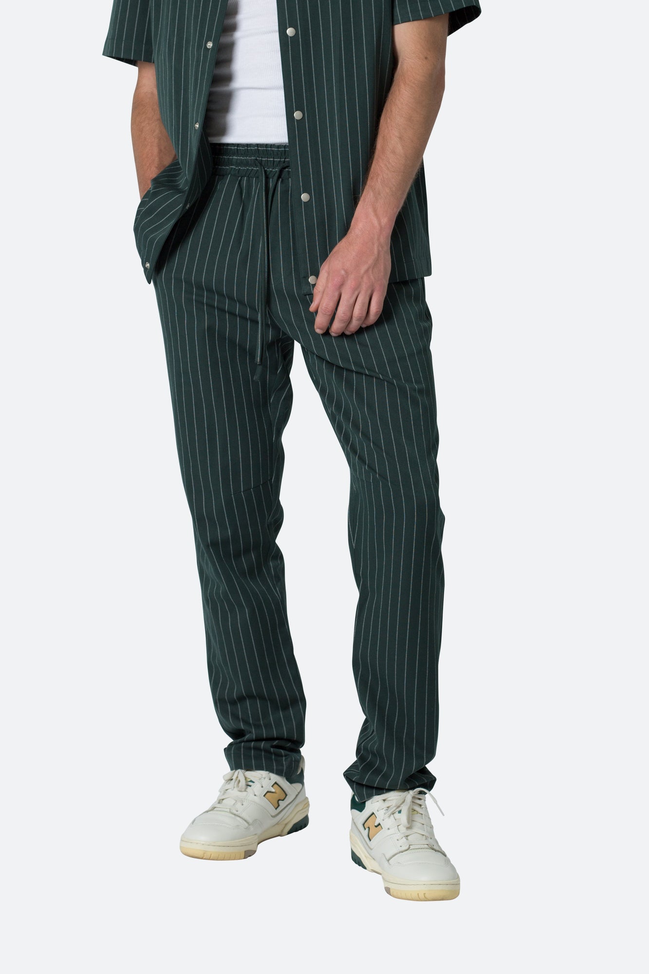 Pinstripe Drawcord Pants | Green