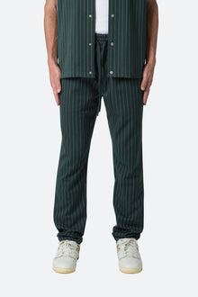 Pinstripe Drawcord Pants | Green