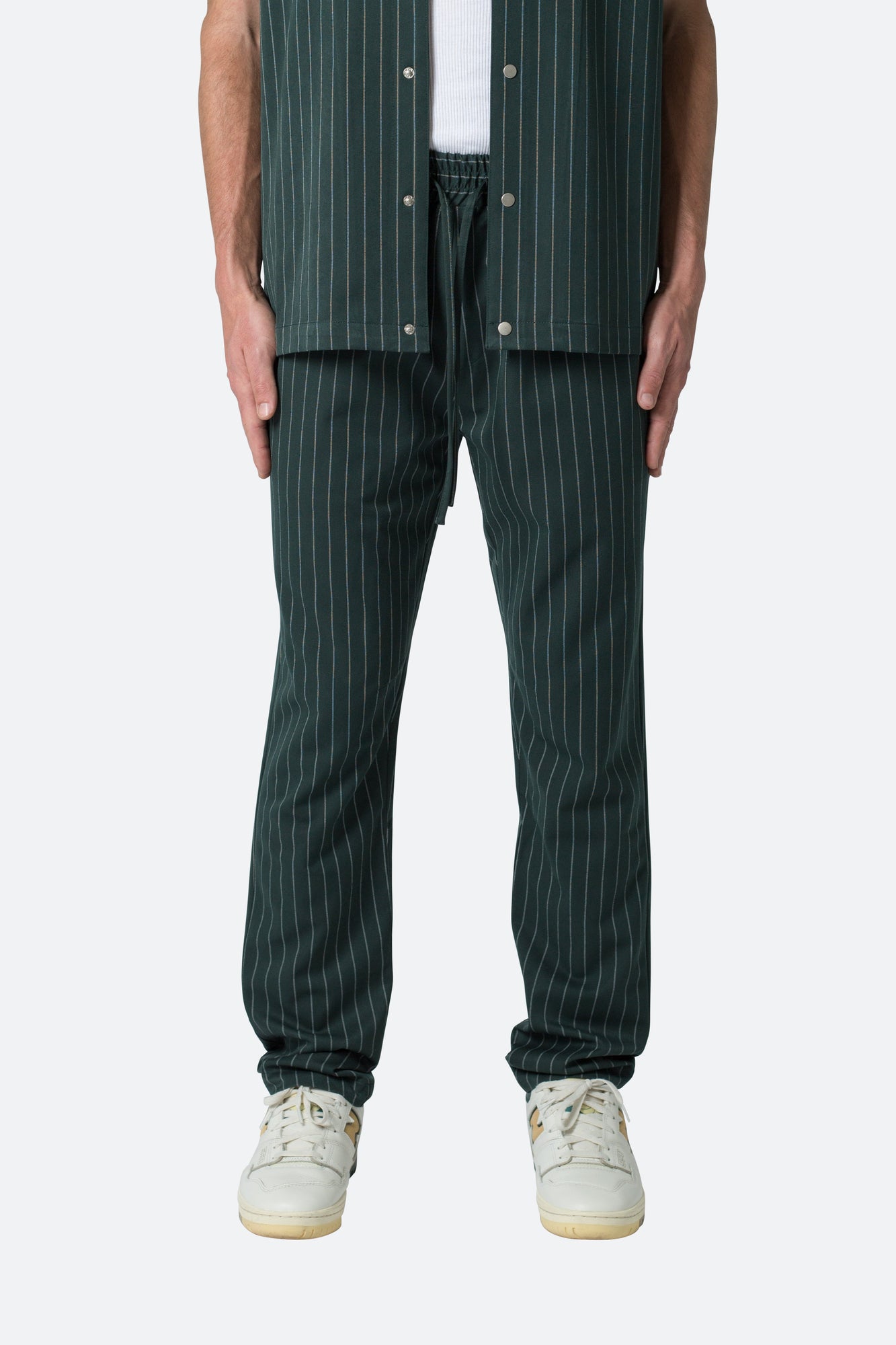 Pinstripe Drawcord Pants | Green