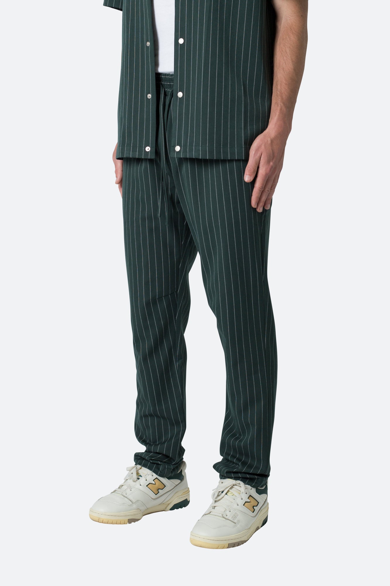 Pinstripe Drawcord Pants | Green