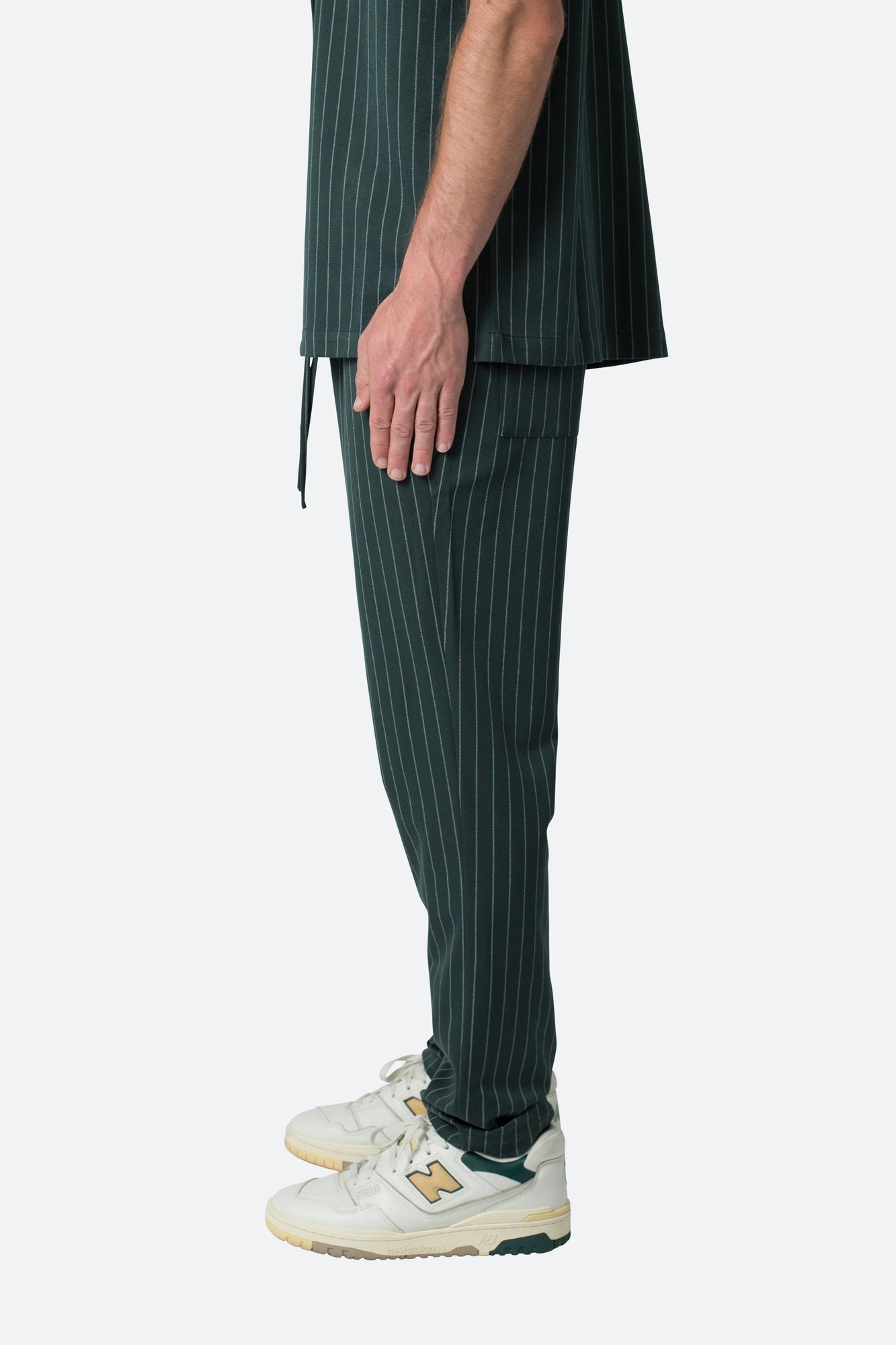Pinstripe Drawcord Pants | Green