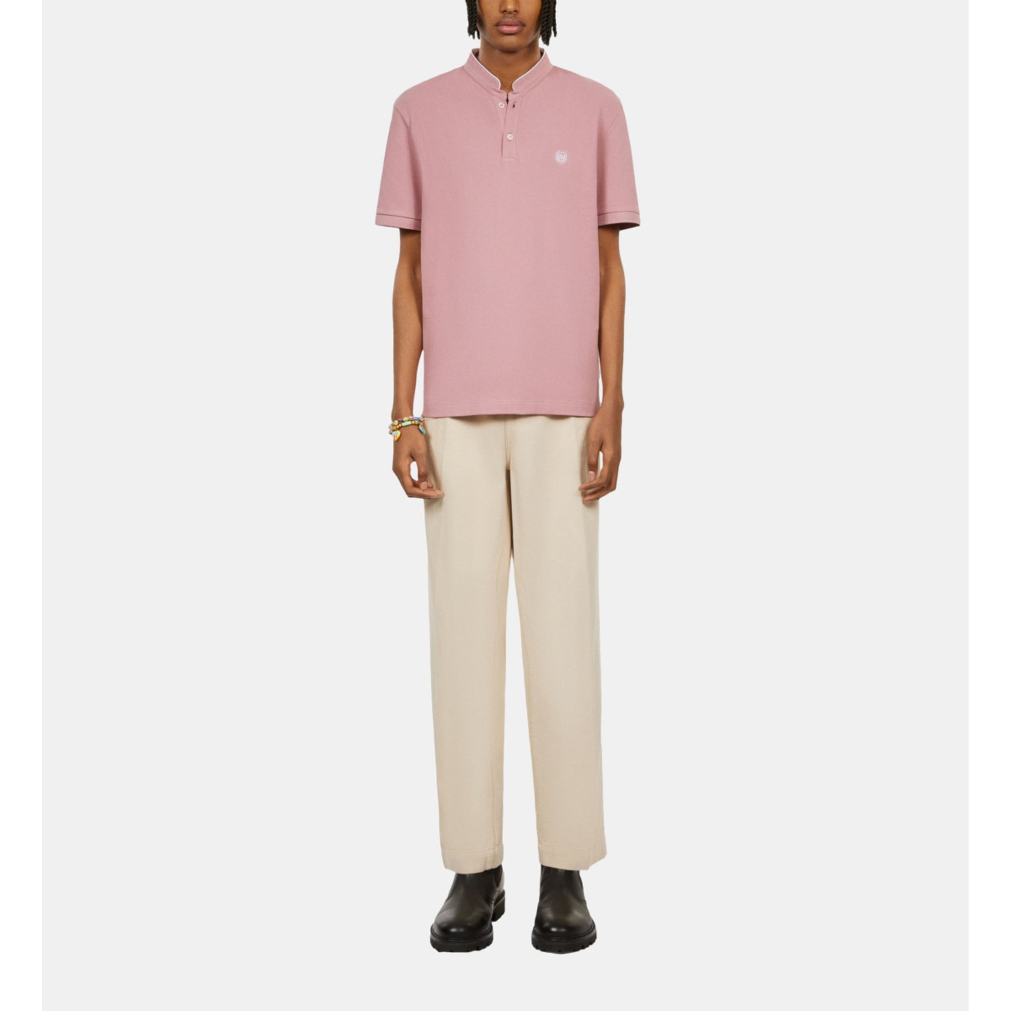 Pique Cotton Polo T-Shirt | Men | Pink Wood