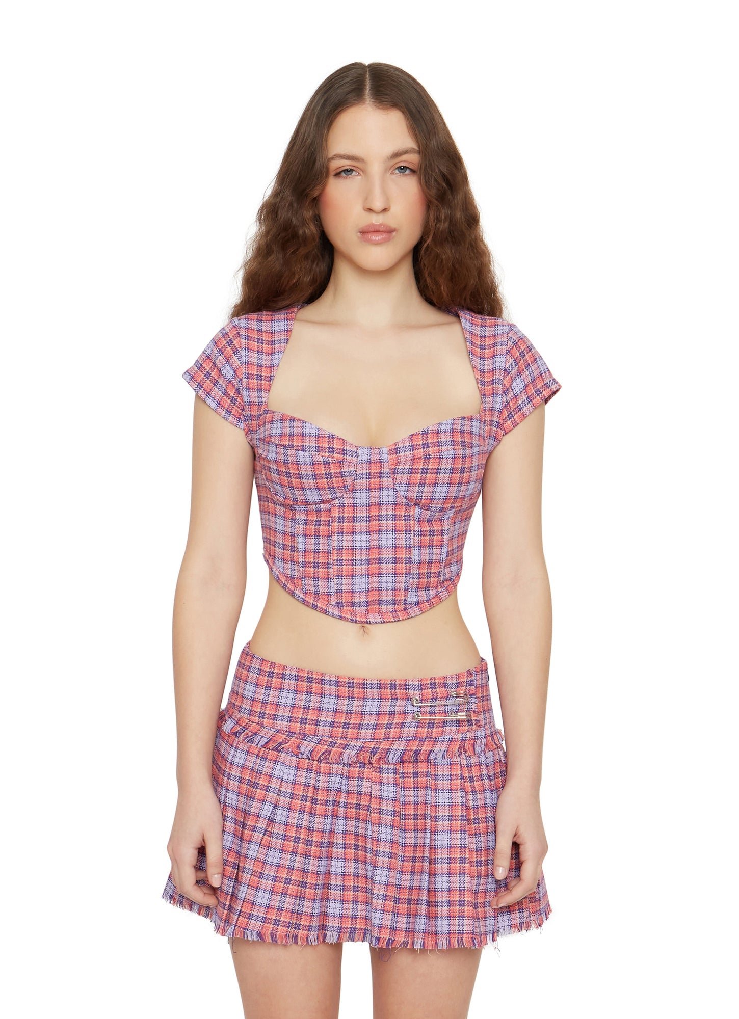 Womens | Plaid Corset | Lilac/Orange Plaid