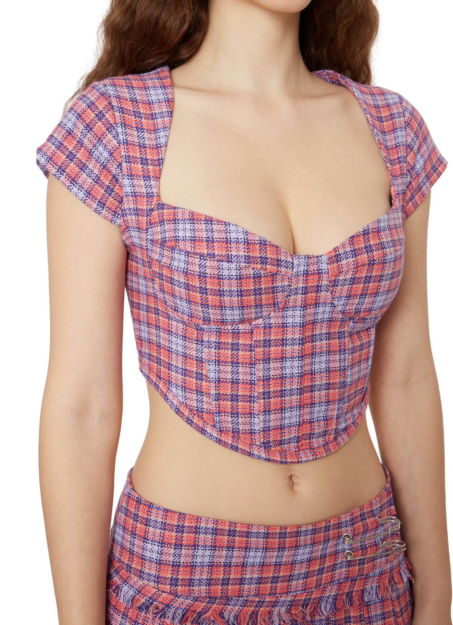 Womens | Plaid Corset | Lilac/Orange Plaid