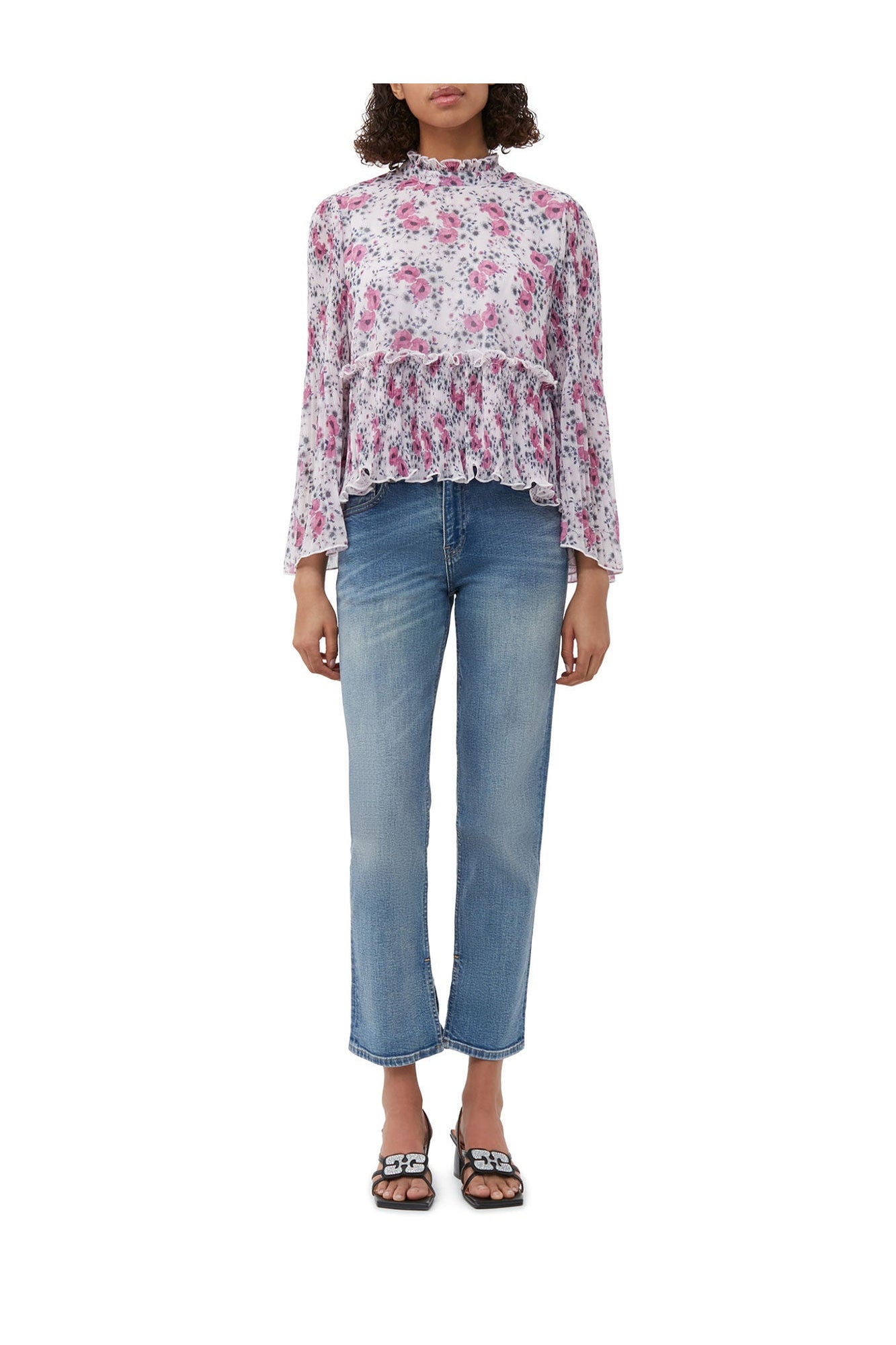 Pleated Georgette Blouse | Mauve Chalk