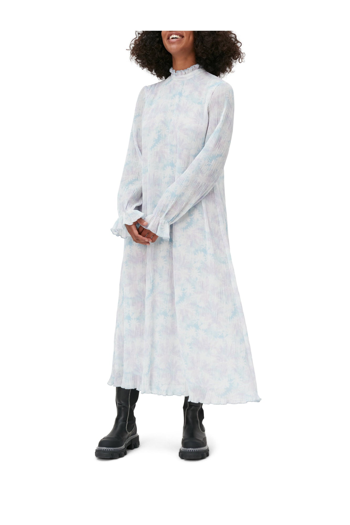 Pleated Georgette Midi Dress | Cherry Blossom