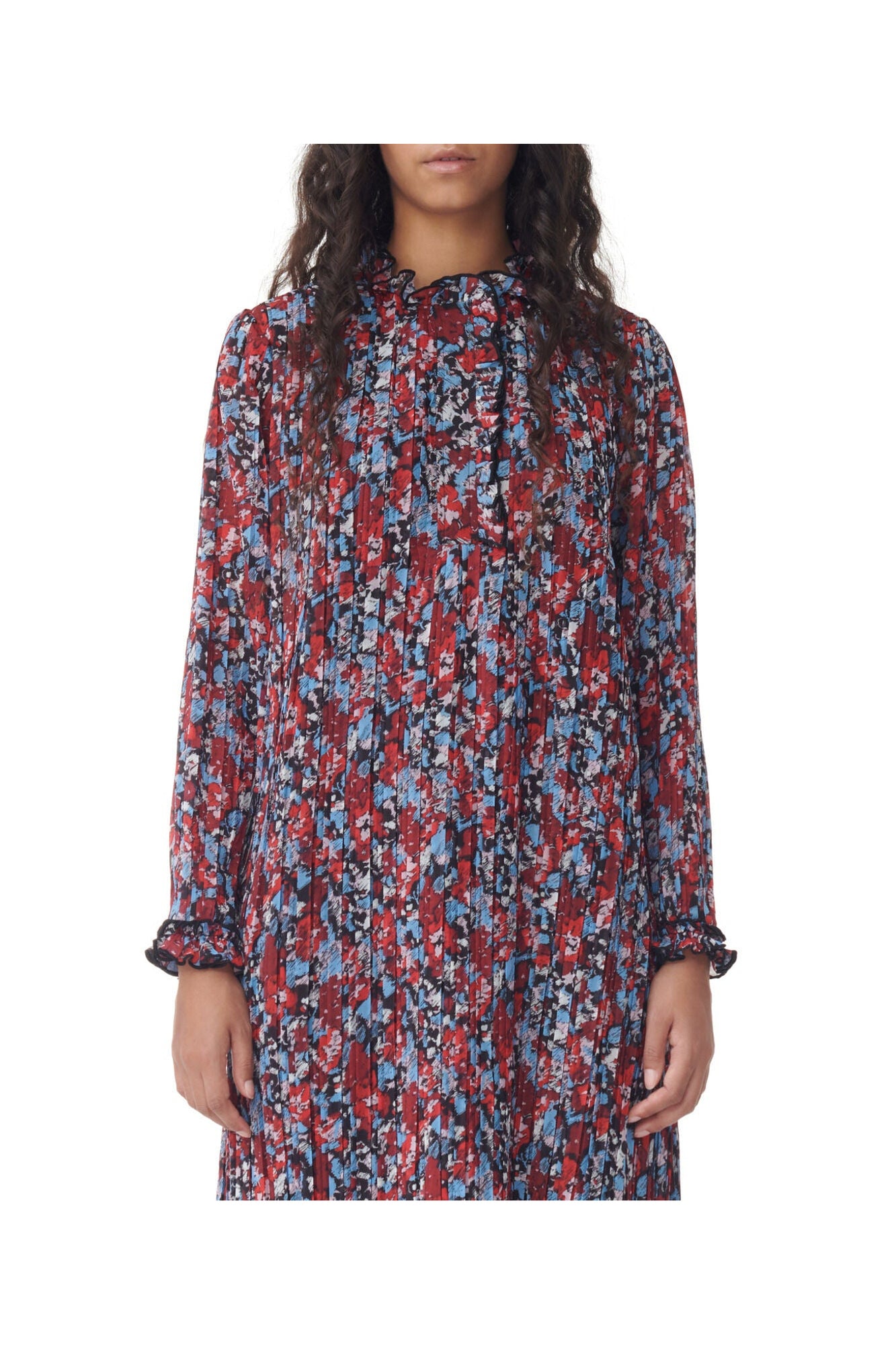 Pleated Georgette Midi Dress | High Risk Red