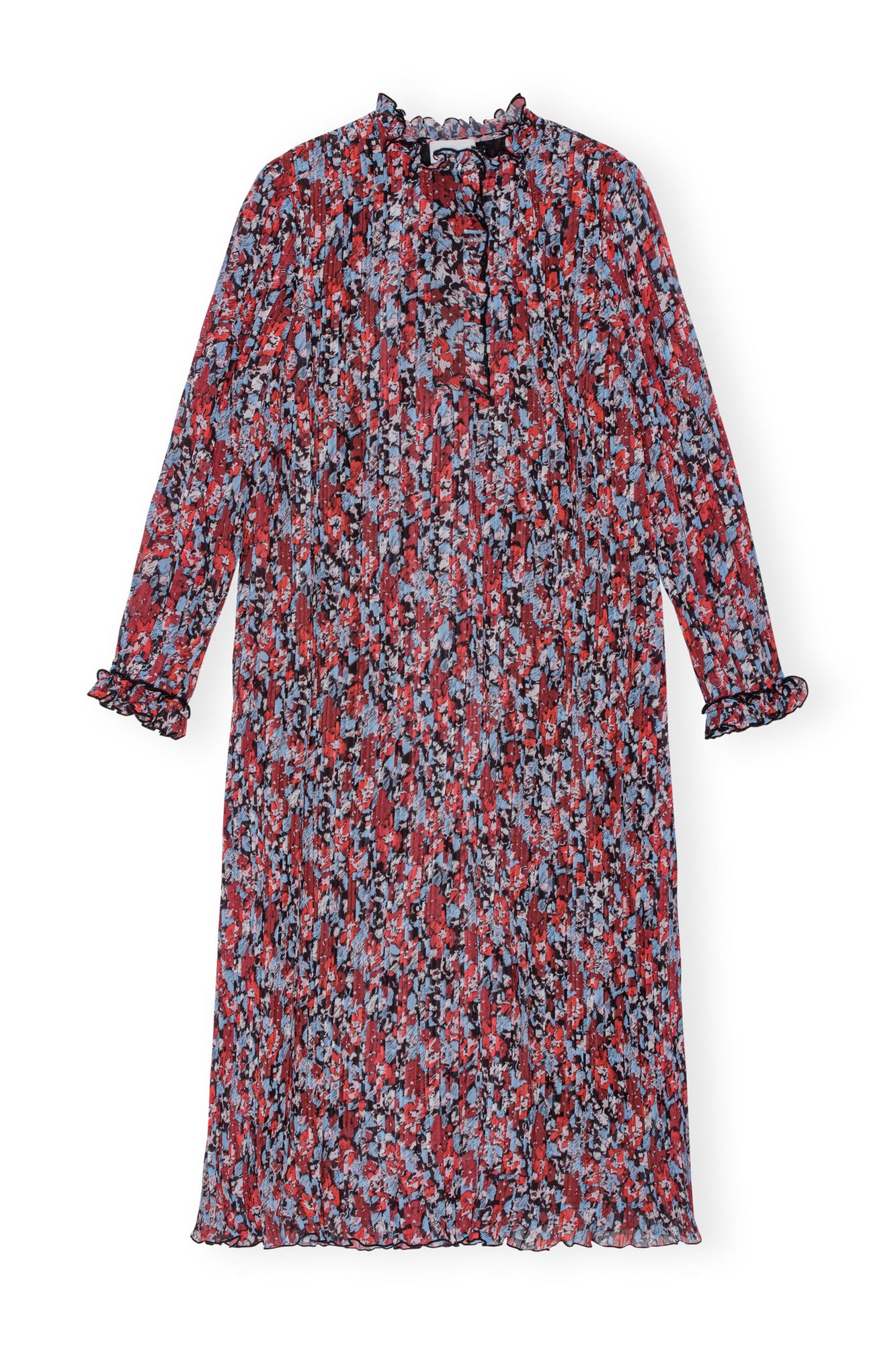 Pleated Georgette Midi Dress | High Risk Red