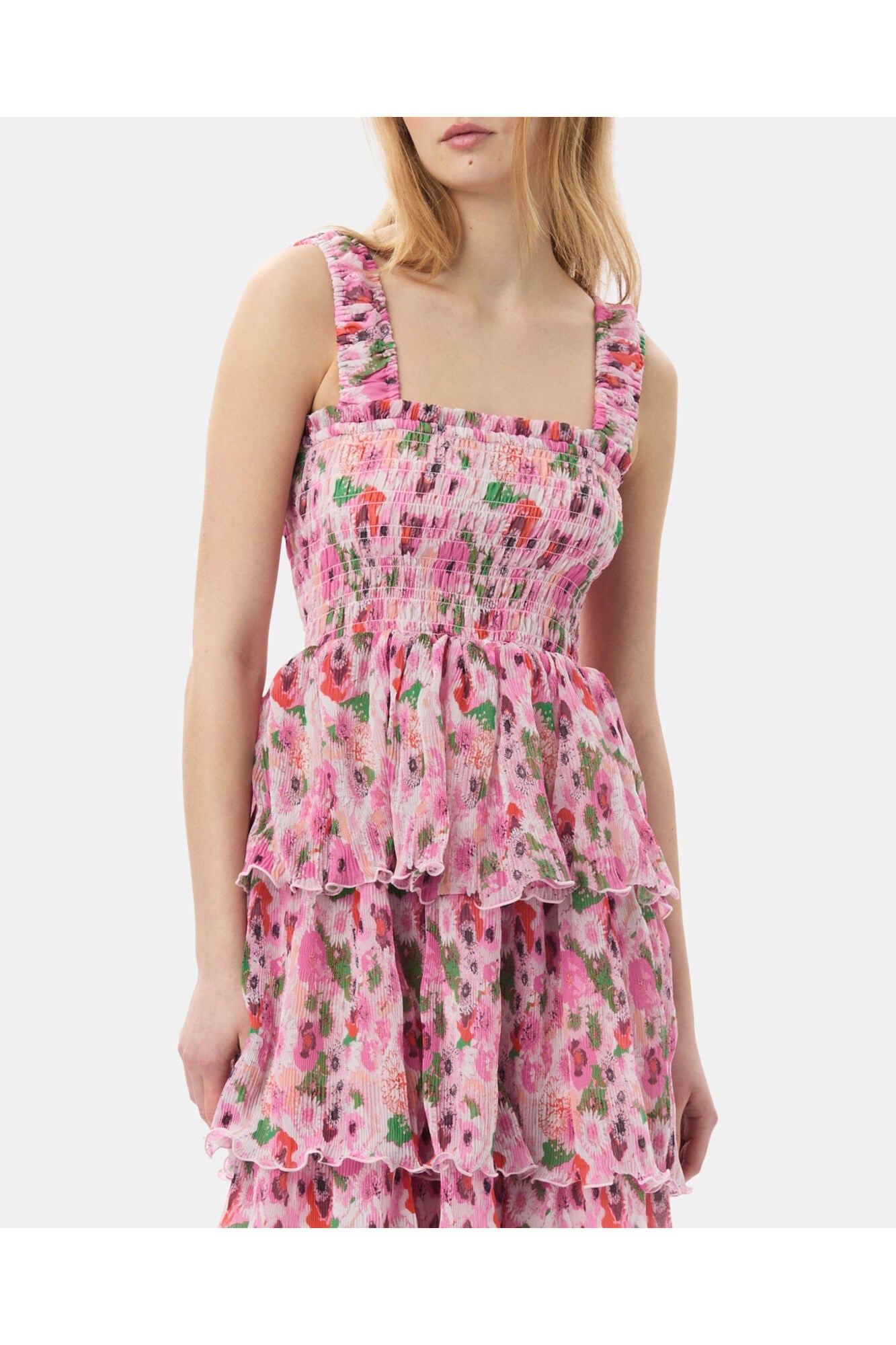 Pleated Georgette Smock Midi Dress | Sugar Plum
