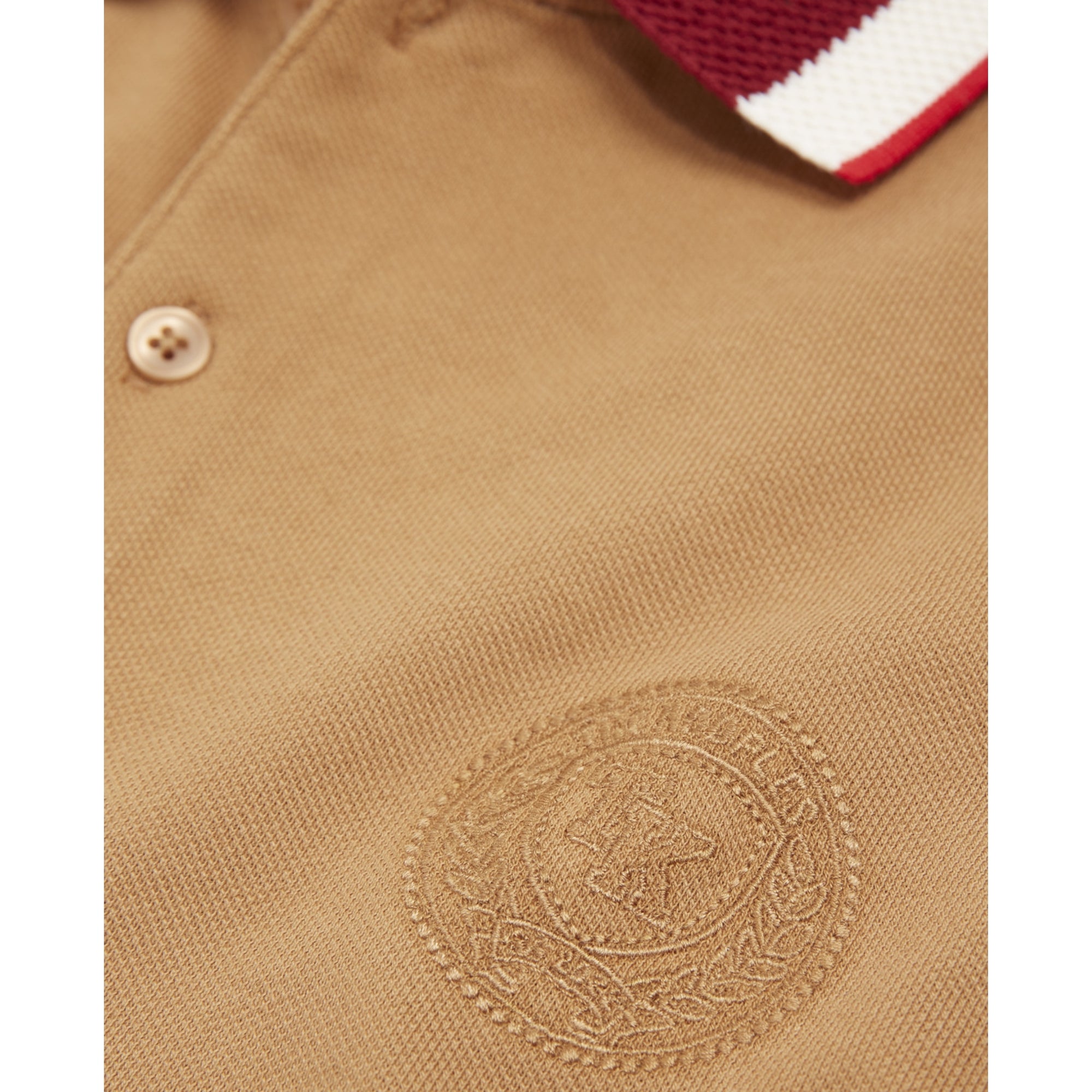 Polo With Burgundy Contrast Collar | Men | Camel