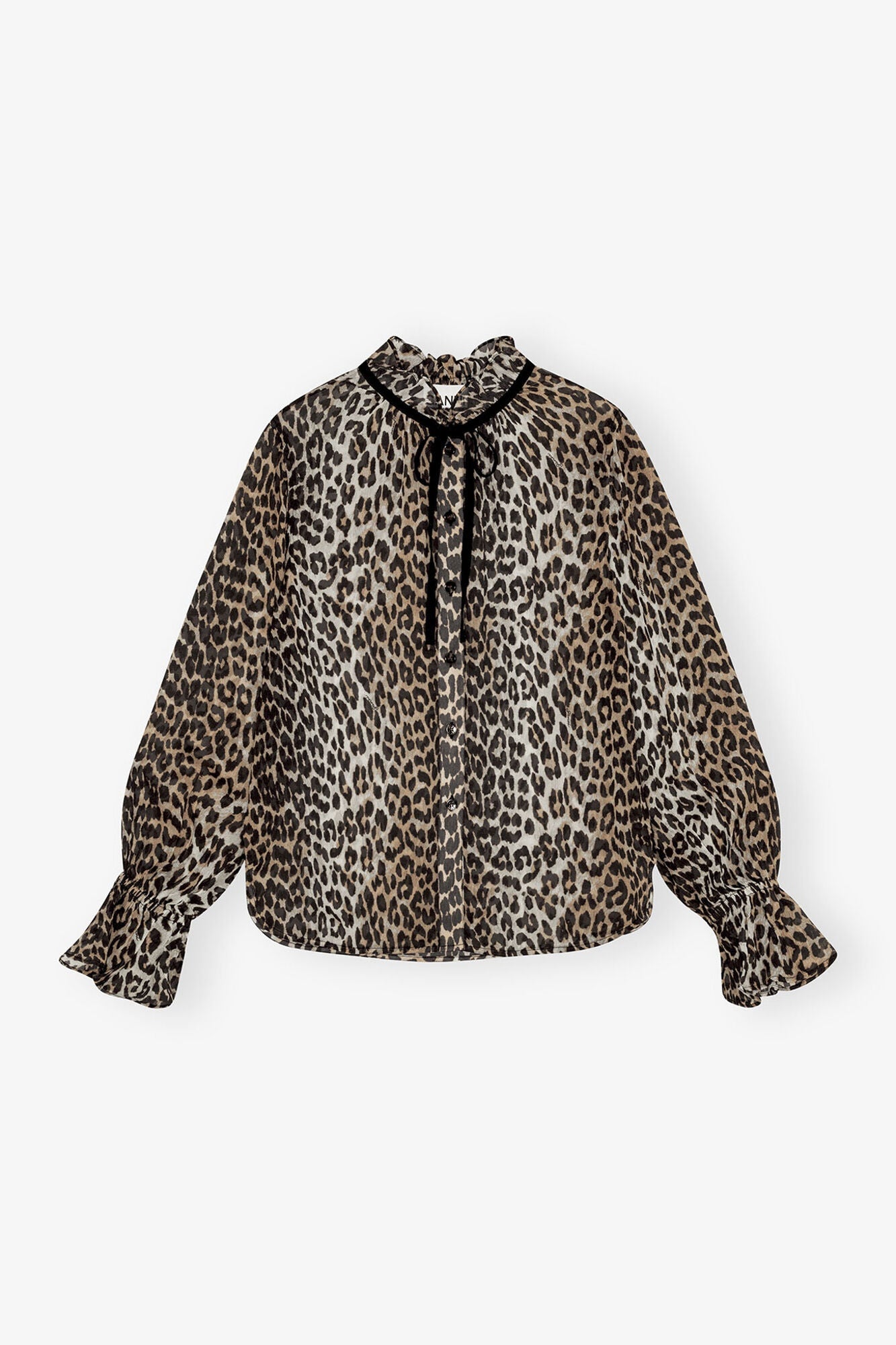 Print Chiffon Tie String Shirt | Leopard