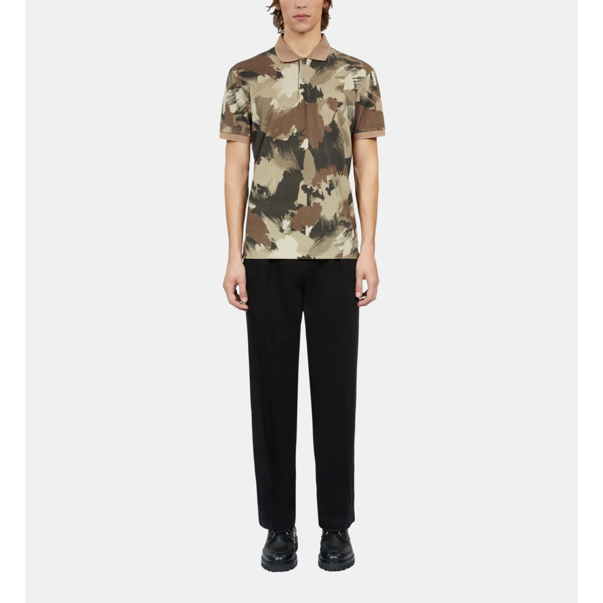 Print Pique Cotton Polo T-Shirt | Men | Camouflage