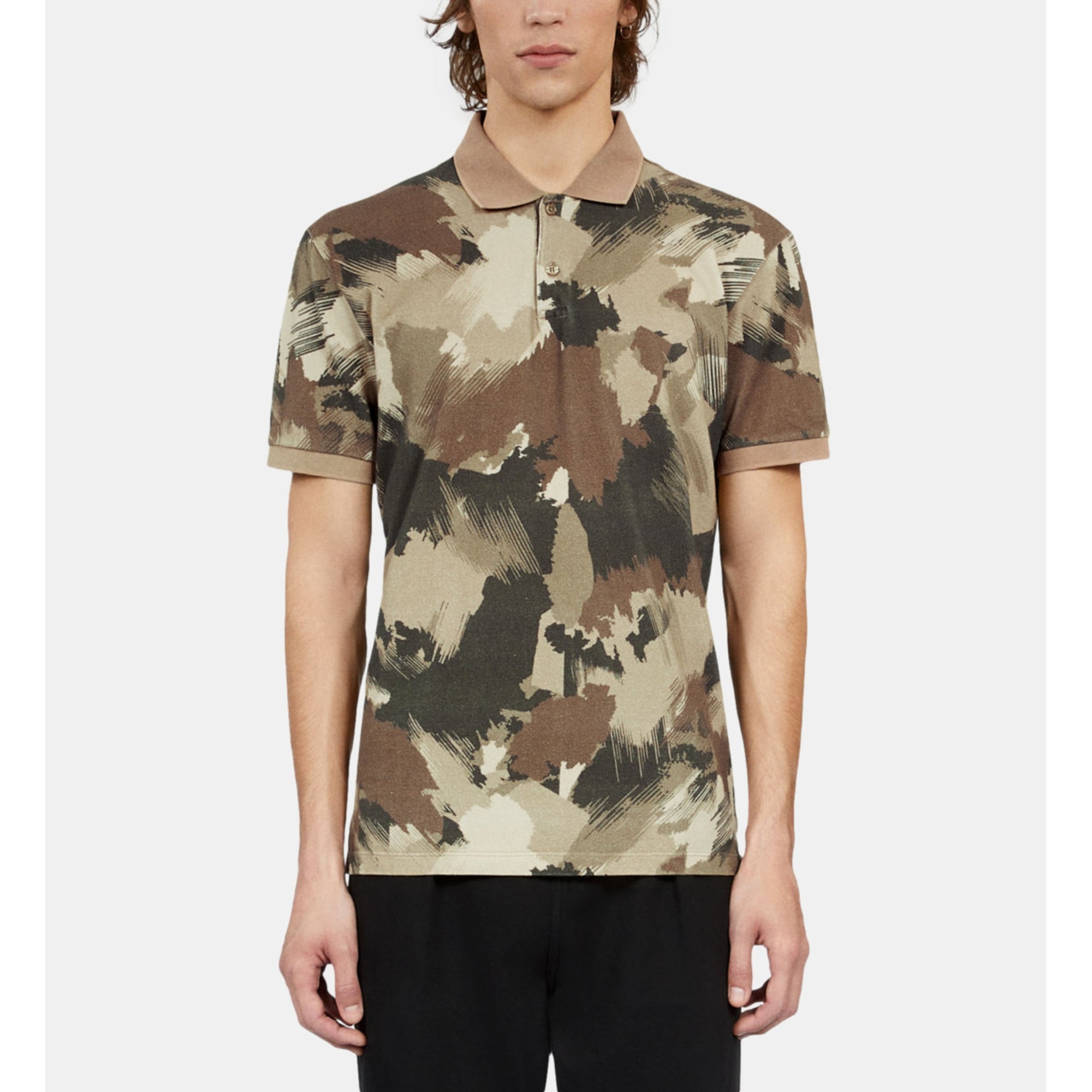 Print Pique Cotton Polo T-Shirt | Men | Camouflage