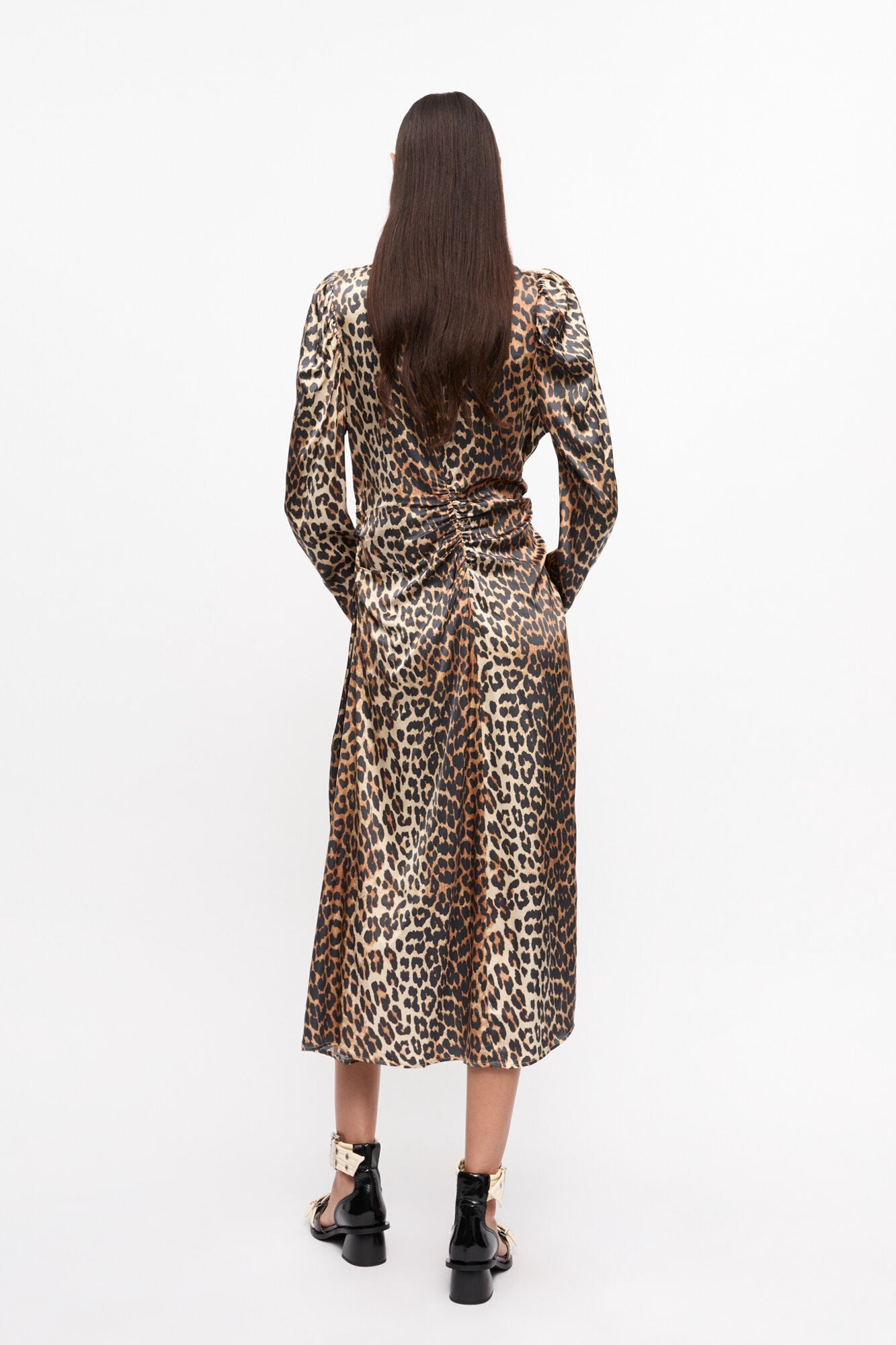 Print Satin Midi Dress | Leopard