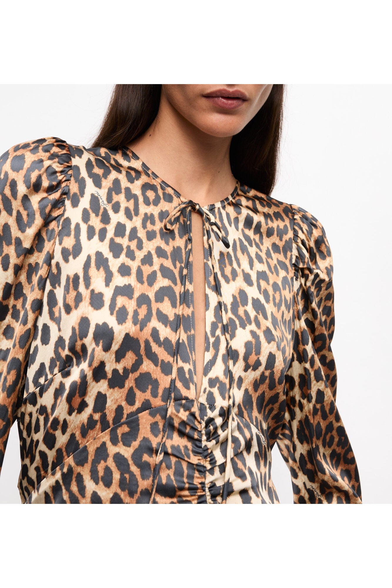 Print Satin Midi Dress | Leopard