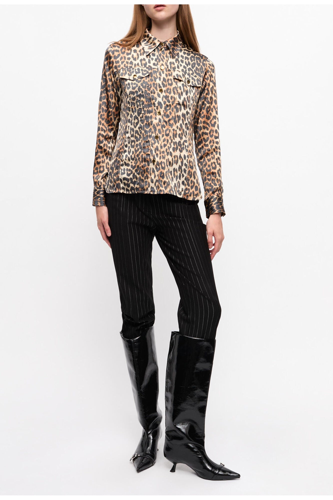 Print Satin Shirt | Leopard