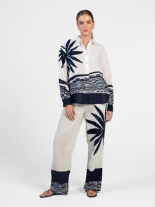 Printed Linen Rina Top | Maja Navy