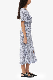 Printed Crepe U neck Midi Dress | Heather