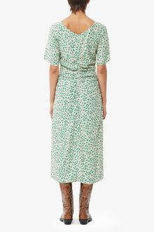 Printed Crepe U neck Midi Dress | Tapioca