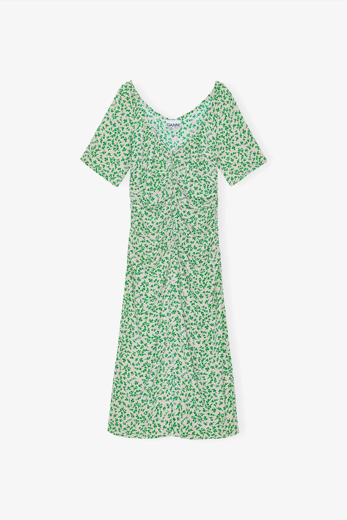 Printed Crepe U neck Midi Dress | Tapioca