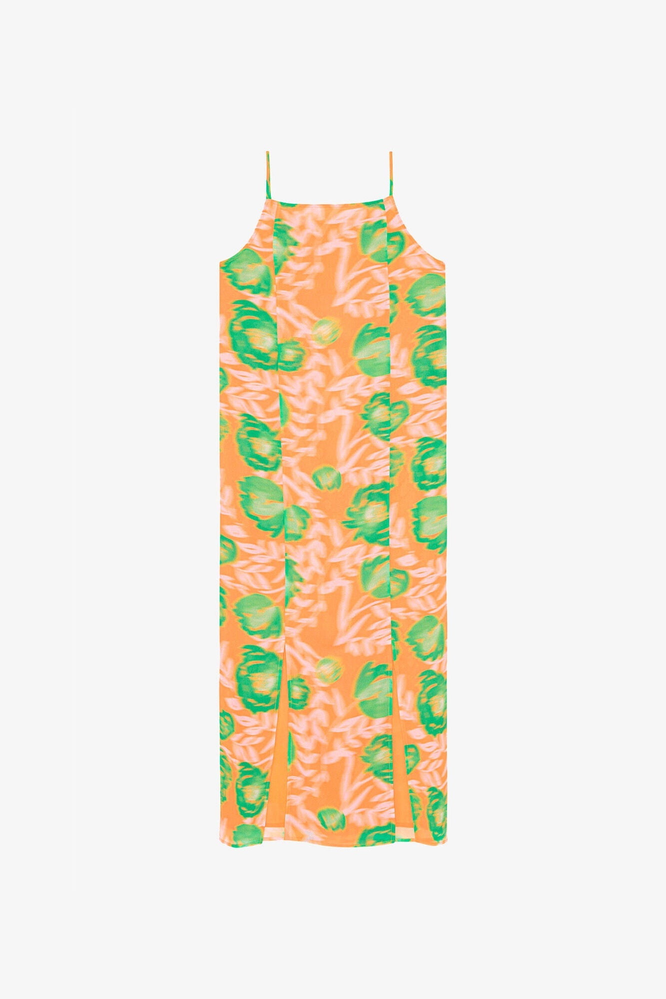 Printed Light Crepe Slip Dress | Vibrant Orange