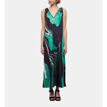 Printed Long Dress | Women | Black x Green