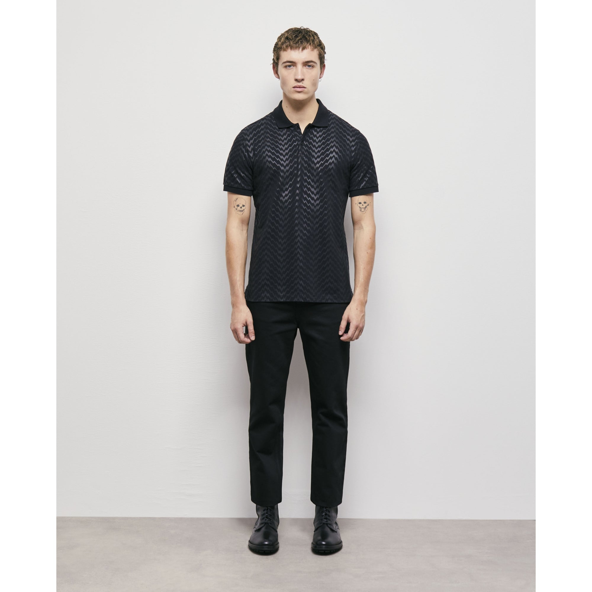 Printed Polo Shirt | Men | Black