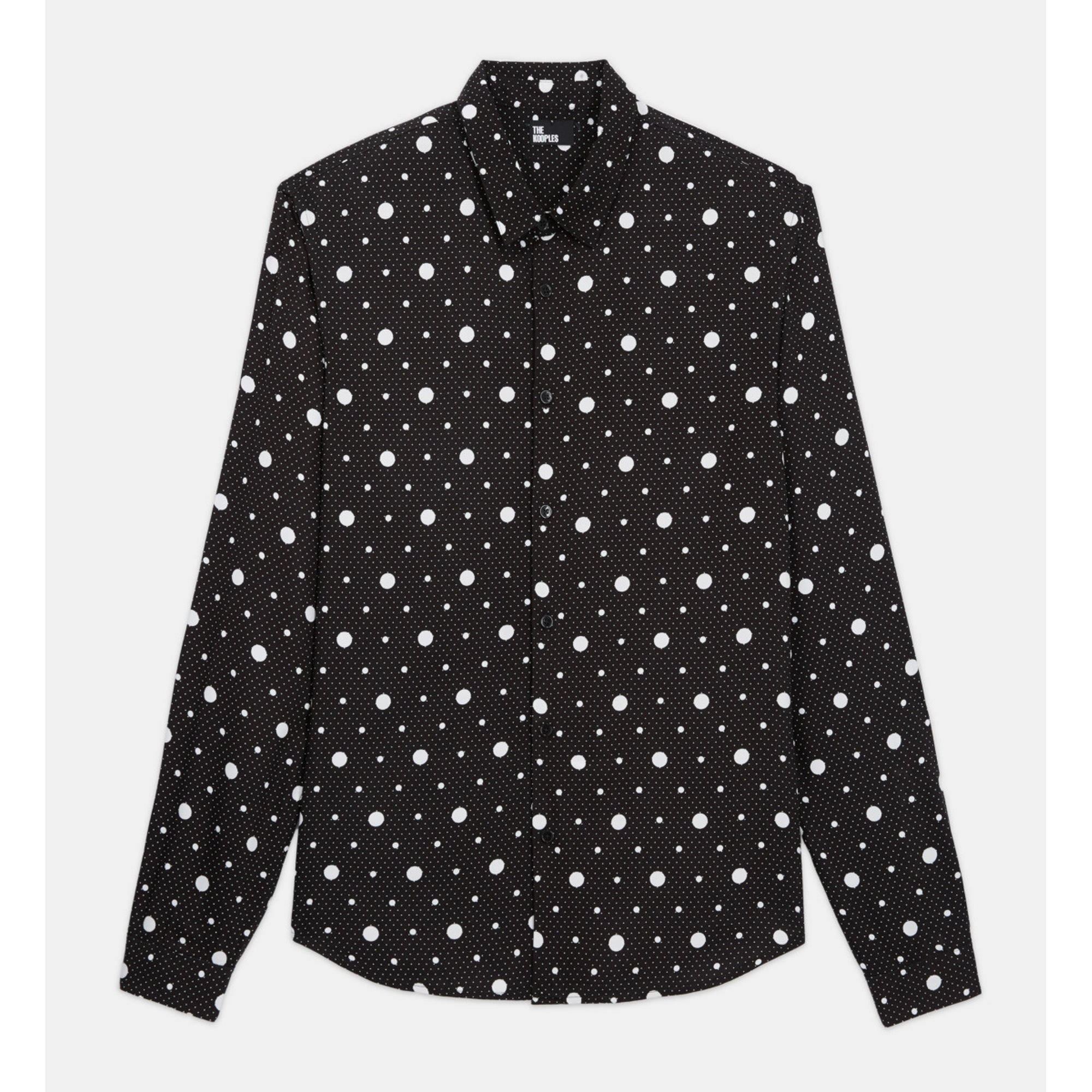 Printed Shirt With Classic Collar | Men | Black x Ecru