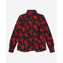 Printed Silk Top With Pleating | Women | Black x Red