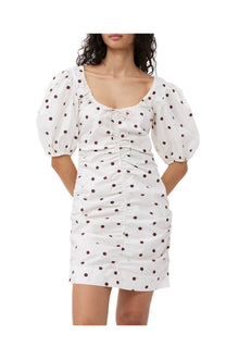 Printed U neck Mini Dress | Egret