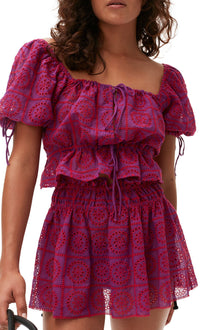 Purple Broderie Anglaise Mini Skirt | Sparkling Grape