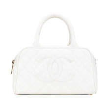 Chanel | Pre-Owned CC Quilted Caviar Bowling Bag | White