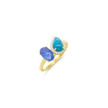 Toi Et Moi: Yellow Gold Blue Tanzanite And Turquoise Ring 14Kt Yellow Gold | Yellow Gold