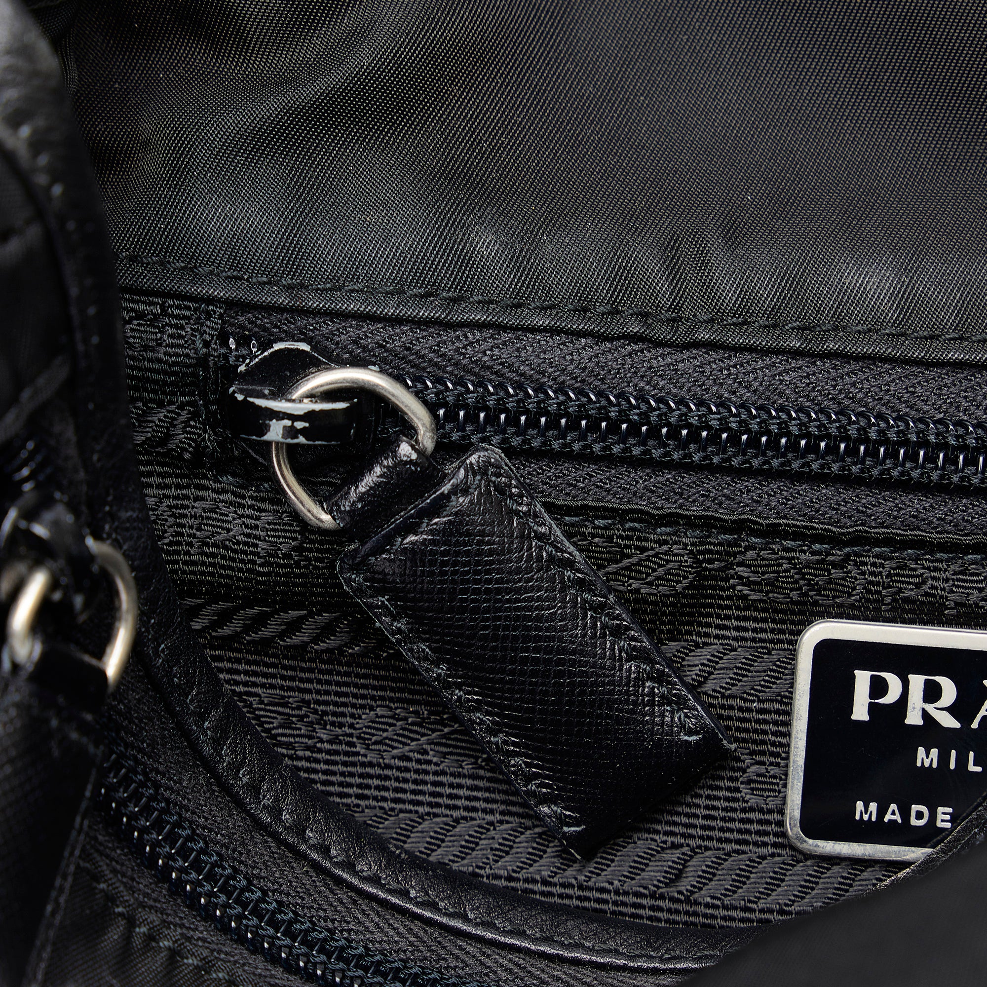 Prada | Pre-Owned Tessuto Buckle Messenger Bag - III | Black