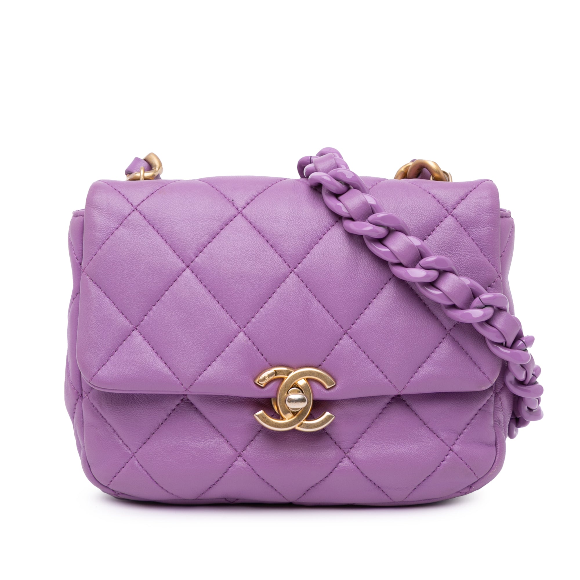 Chanel | Pre-Owned Mini Quilted Lambskin Candy Chain Flap | Purple