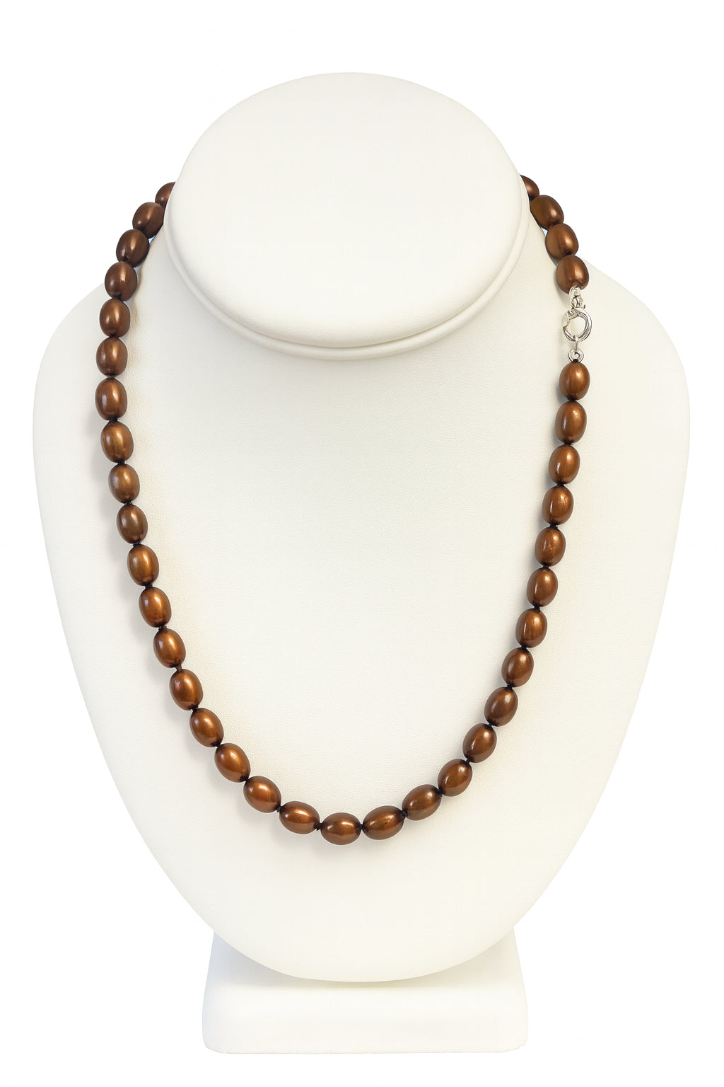 Womens | 7-8mm Round Chocolate Freshwater Pearl | AAA Quality Strand Necklace | Sterling Silver
