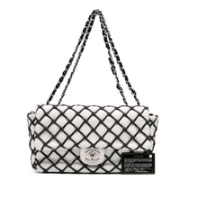 Chanel | Pre-Owned Jumbo Calfskin Canebiers Net Flap | White