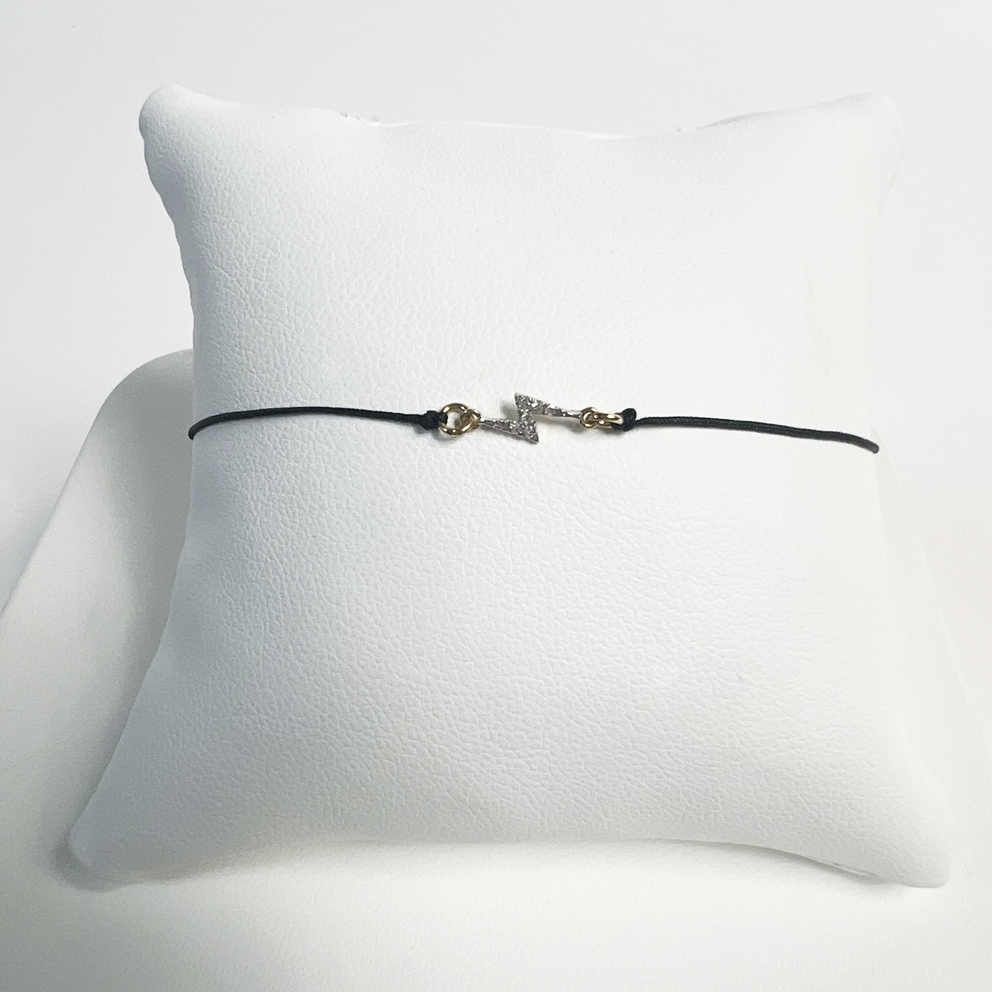 Pave Lightning Bolt Friendship Bracelet | 10K Yellow Gold | White Diamond