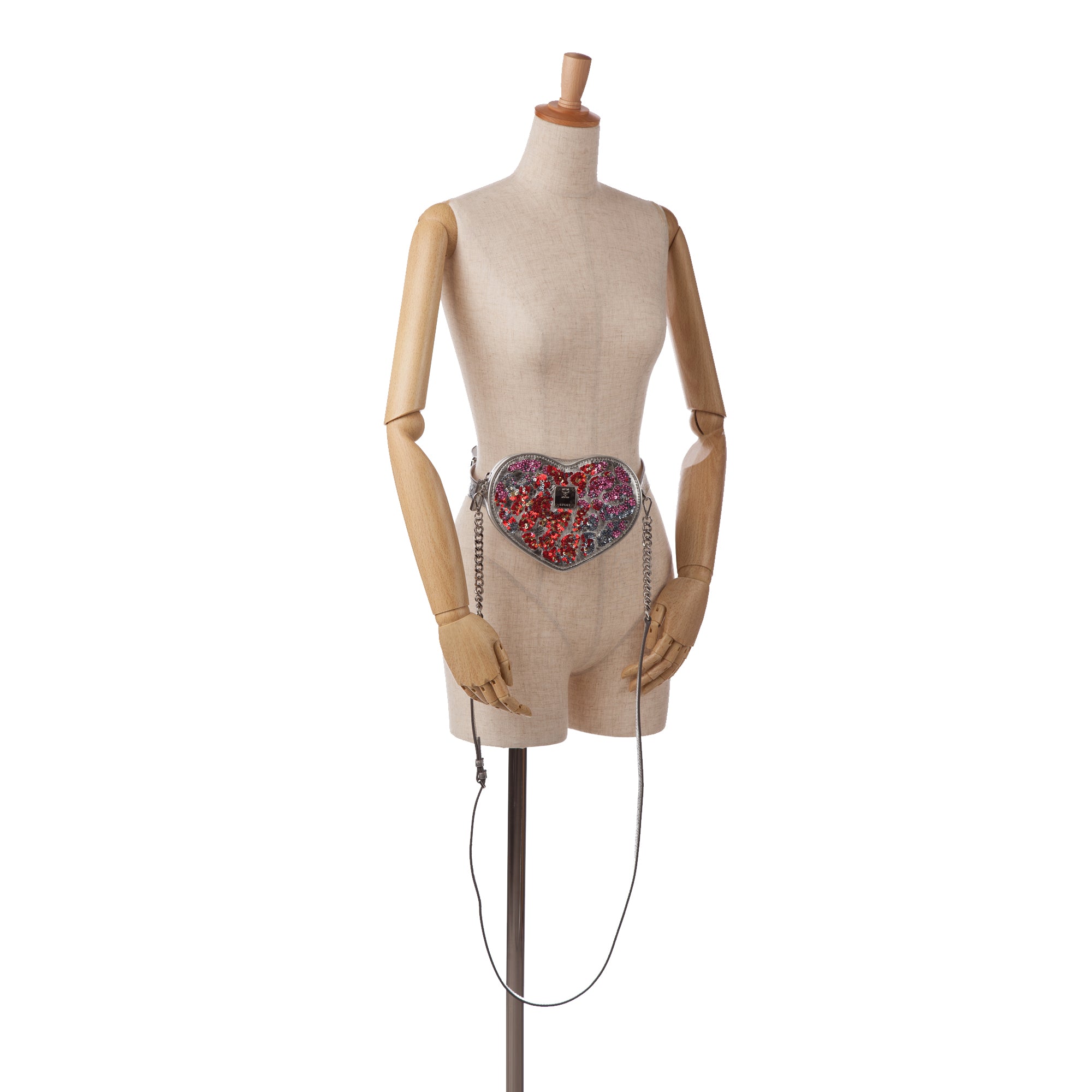 MCM | Pre-Owned Paticia Leopard Sparkle Satchel | SilverRed