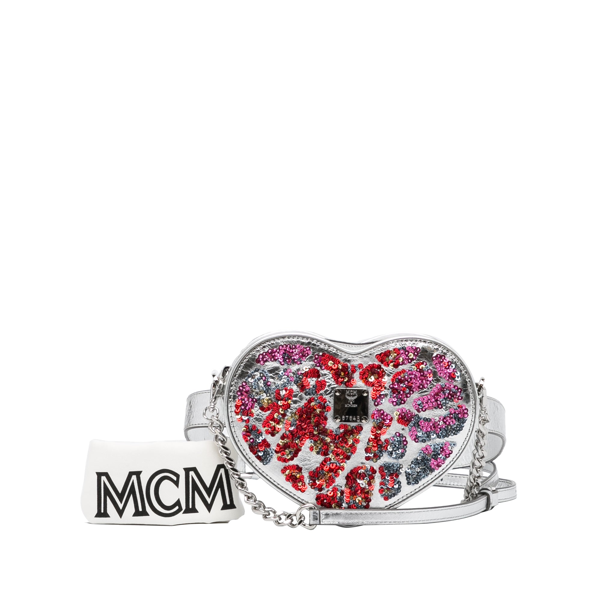 MCM | Pre-Owned Paticia Leopard Sparkle Satchel | SilverRed