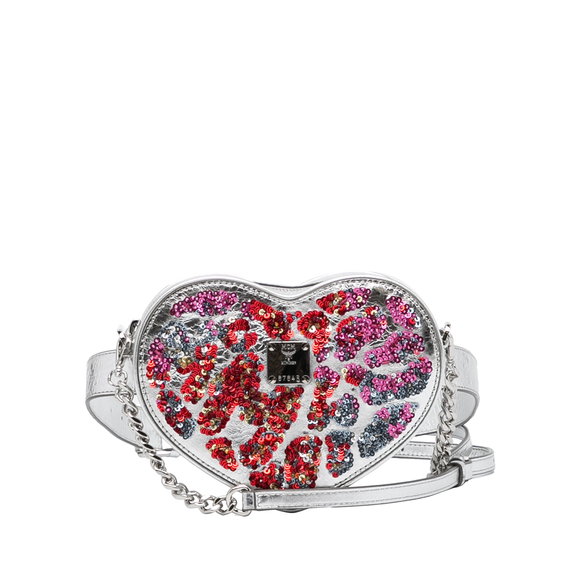 MCM | Pre-Owned Paticia Leopard Sparkle Satchel | SilverRed