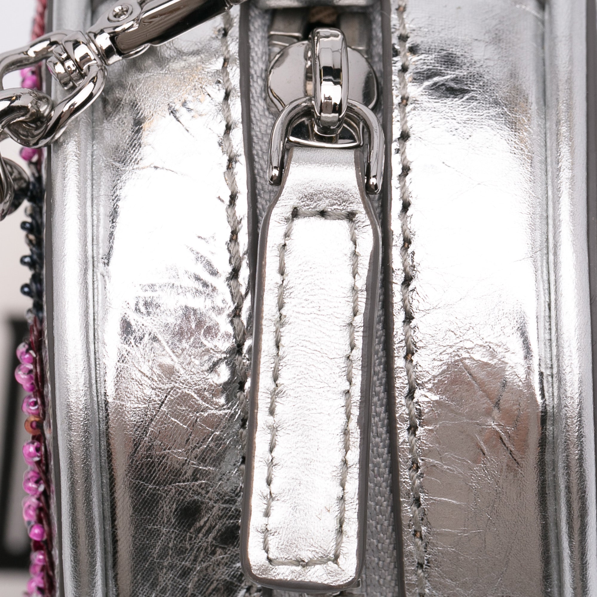 MCM | Pre-Owned Paticia Leopard Sparkle Satchel | SilverRed