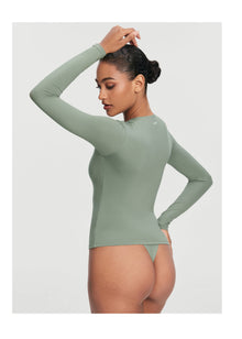 Quarter Zip Long Sleeve Top | Sage Green