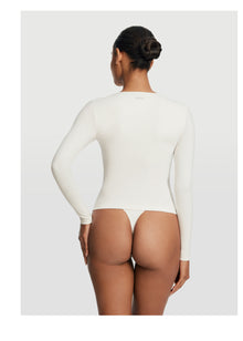 Quarter Zip Long Sleeve Top | White