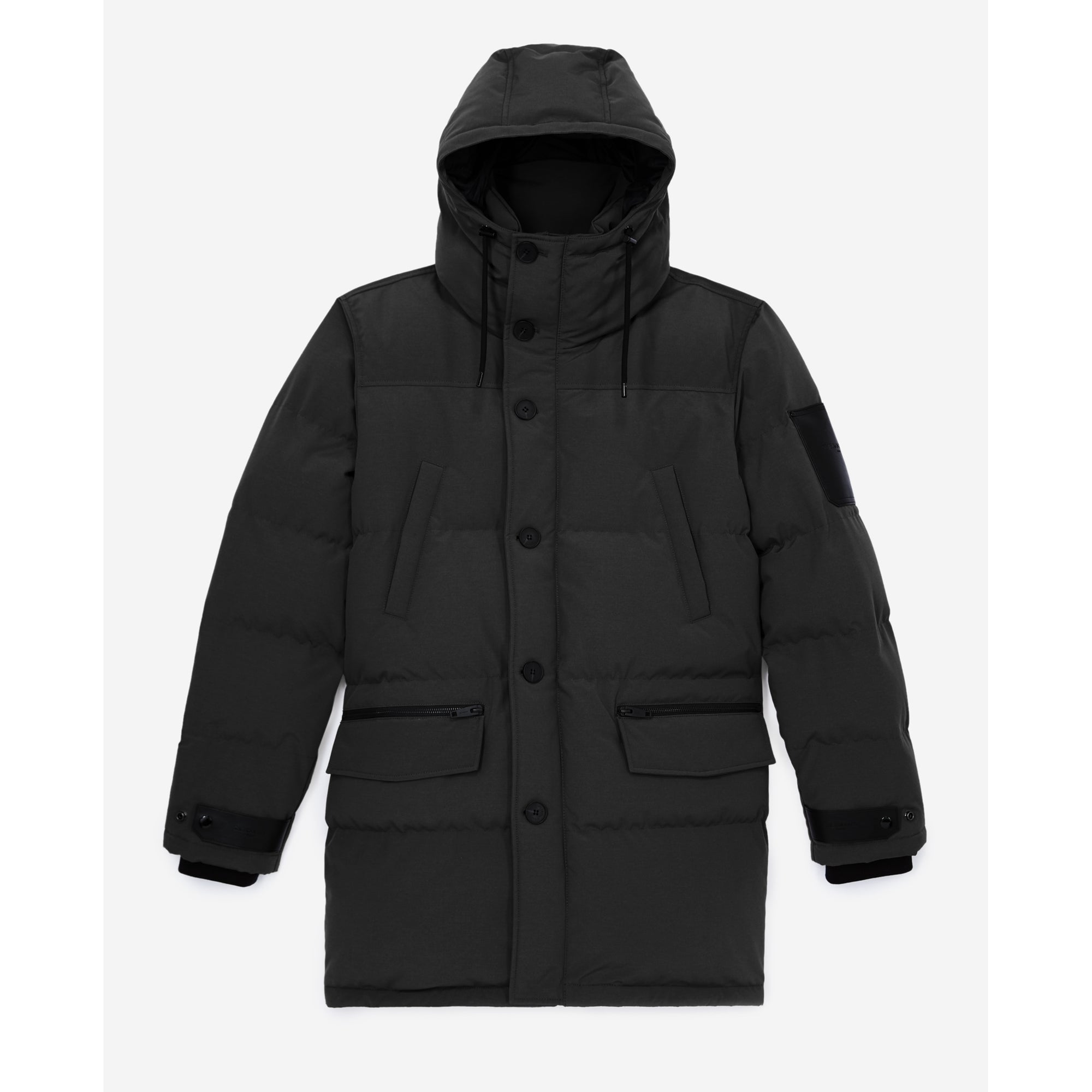 Quilted Cotton Parka W/Leather Detail | Men | Black