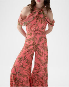 Halter Neck Draped Off Shoulder Top | Sunset Multi