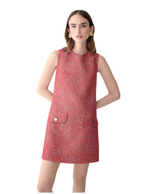 Sleeveless Crewneck Shift Dress | Herrera Red Mul